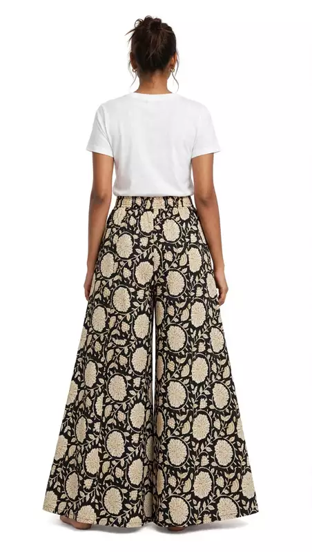 Black floral cotton plazzo
