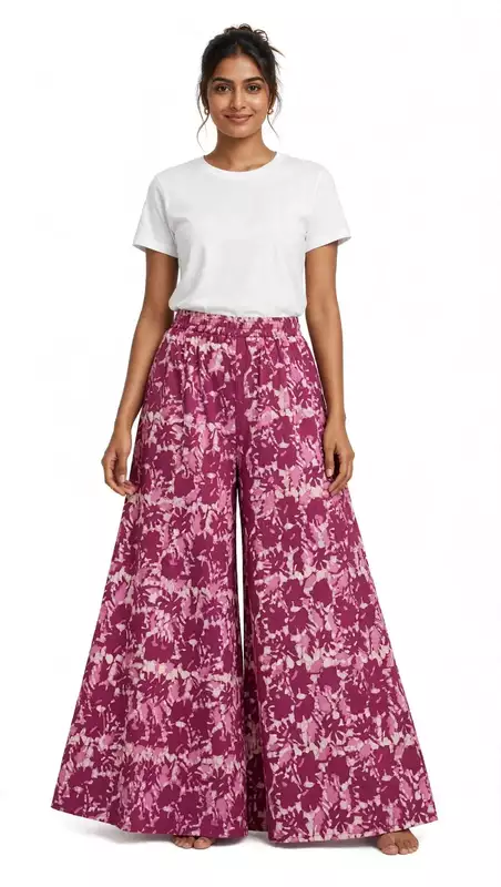 Mauve floral cotton plazzo