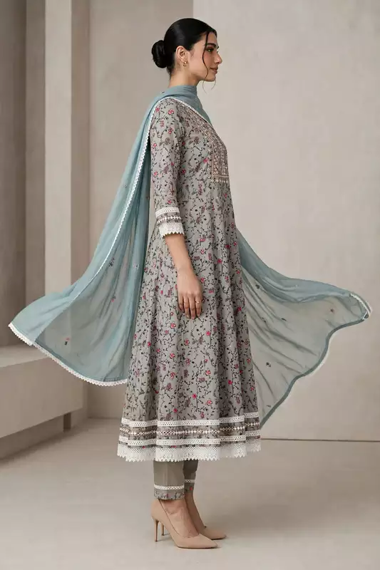 Grey anarkali suit