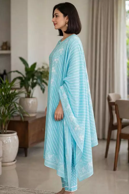 Blue Jaipuri Cotton suit