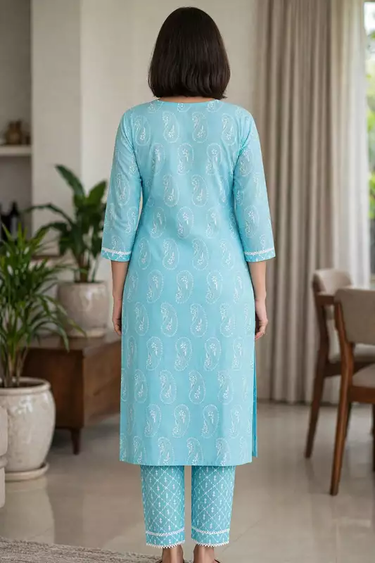 Blue Jaipuri Cotton suit