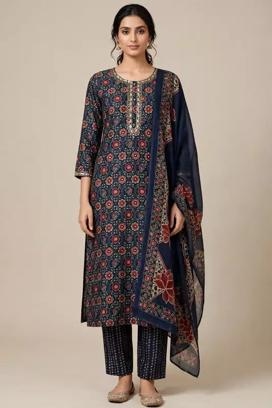 Muslin silk suit