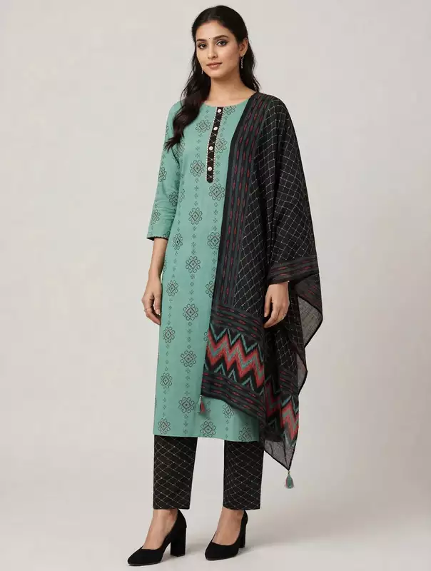Pista green cotton suit